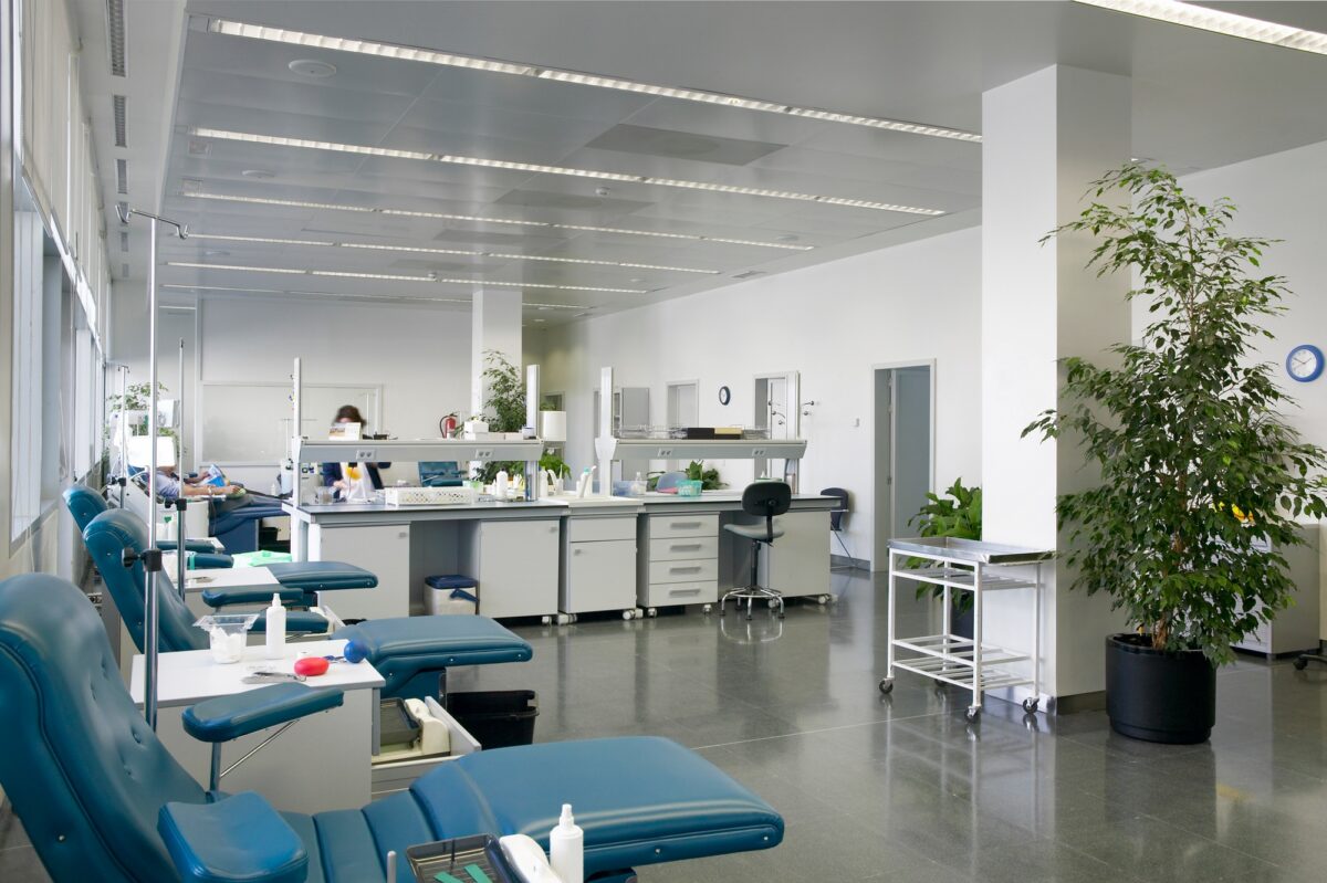 Hôpital, centre de santé, zone de don de sang. Traitement médical par transfusion. Hématologie