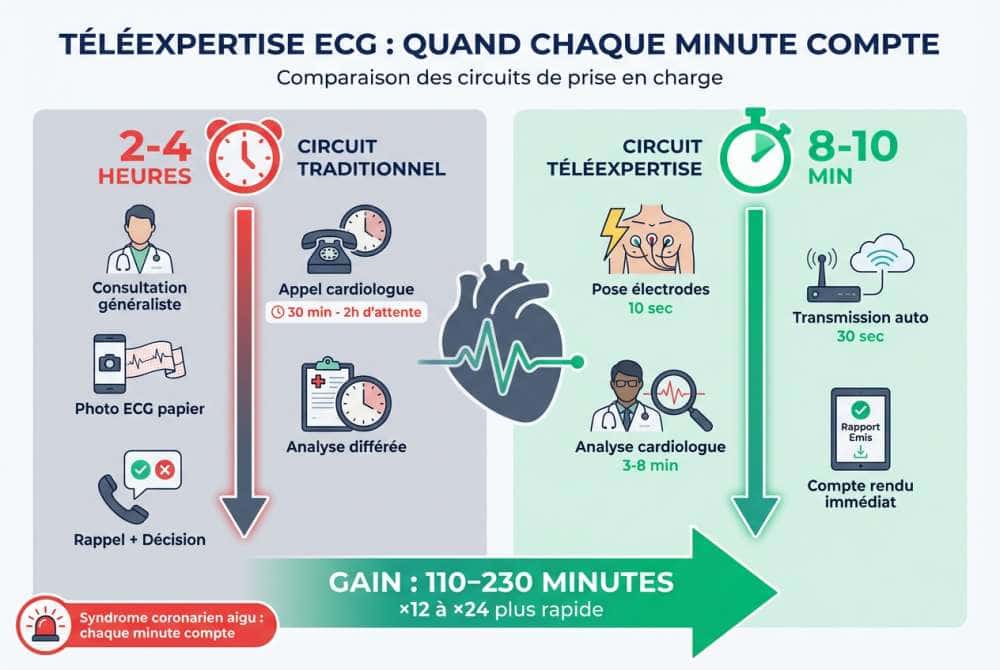 De la pose des électrodes à l'avis du cardiologue : anatomie d'un processus accéléré