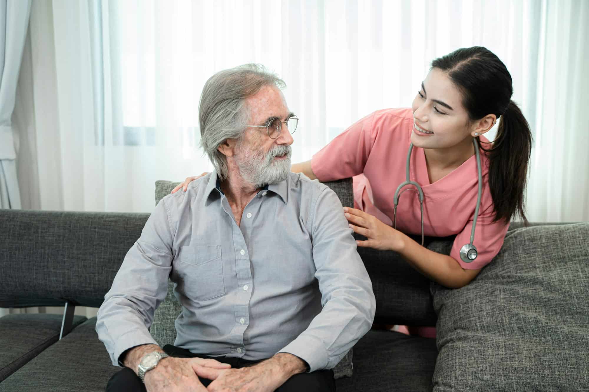 Medical care for the senior at home concept.